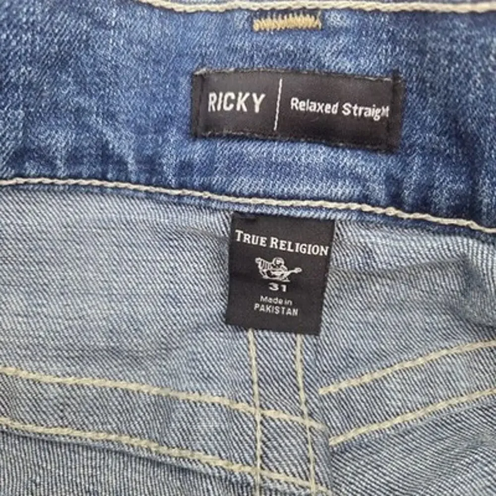 True Religion Shorts Men 31 Ricky Relaxed Straight Denim Cut-Off Distressed
